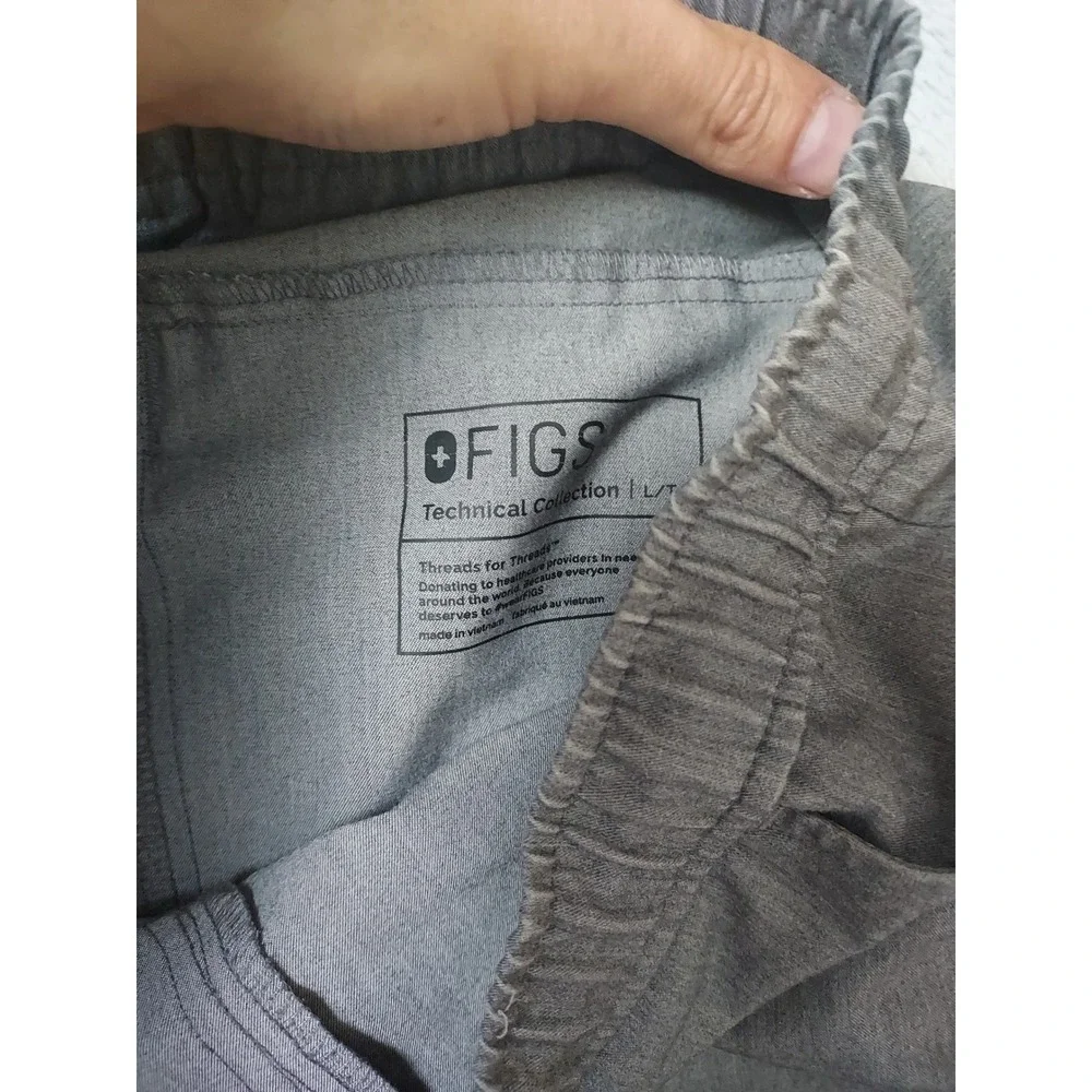 Figs Pants Men Large Tall LT Scrub Jogger Gray Tansen Tapered Drawstring Medical